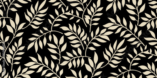 Elegant floral pattern with stylized leaves on a dark background