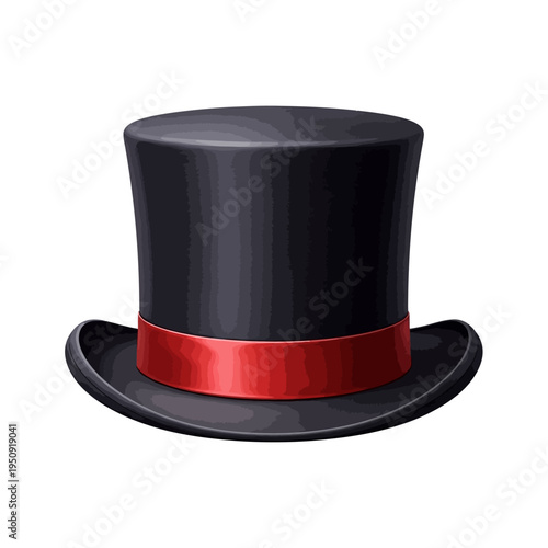 Black Top Hat with Red Band.