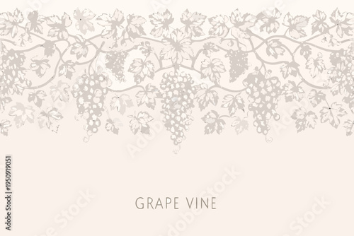 Elegant grape vine pattern with detailed leaves and cascading bunches