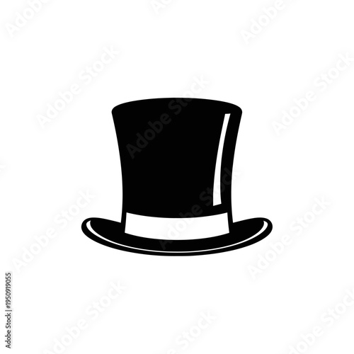 Black Top Hat with White Band.