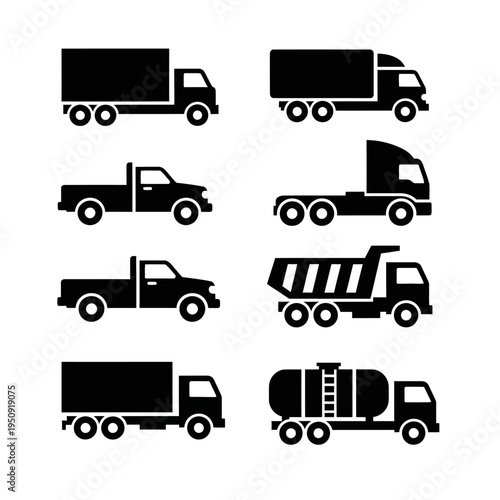 Black truck icons in various styles.