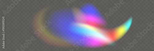 Rainbow reflection light prism effect on light gray background. Hologram glass dispersion