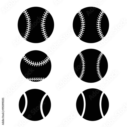 Collection of baseballs on white background.