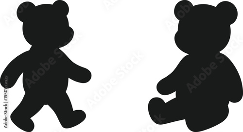 Teddy bear silhouette toy icon cute stuffed animal plush bear toy vector illustration childhood toy design collection