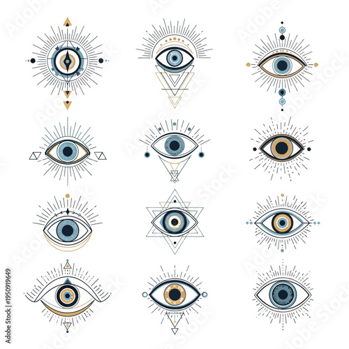 Collection of mystical eye illustrations.