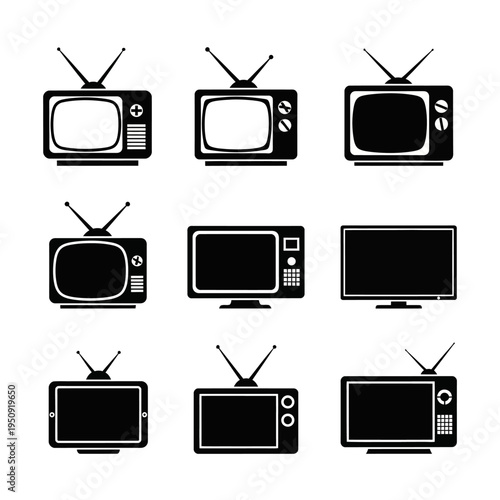 Collection of old and new television sets.