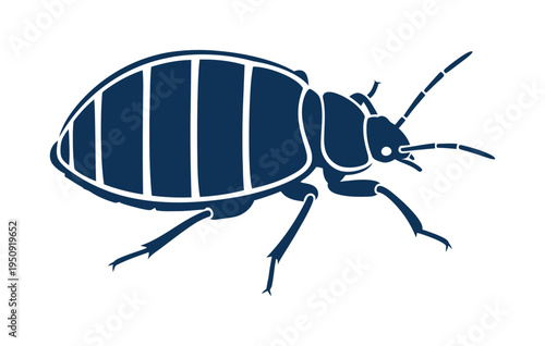 Dark blue vector of a beetle with striped wings and long antennae