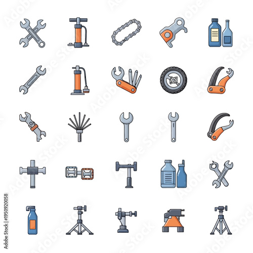 Collection of various tools icons.