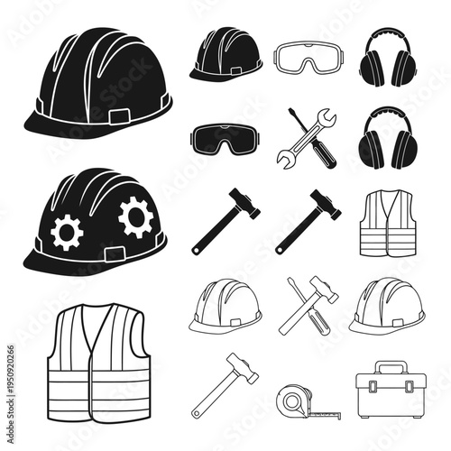 Construction safety equipment and tools.