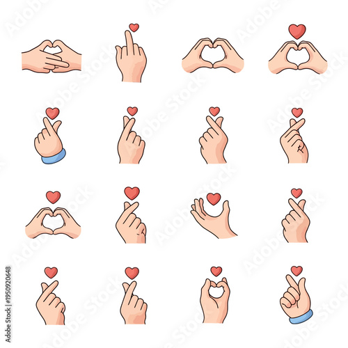 Hands making heart shapes with fingers.