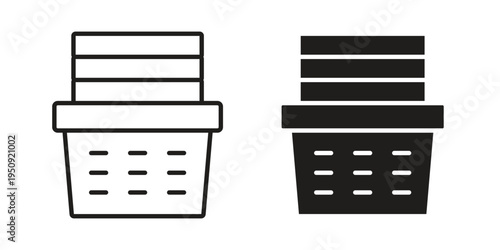 Laundry basket icon symbol, logo illustration. Vector graphics web design.