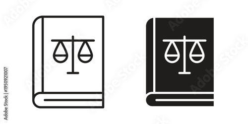 Law book icon symbol, logo illustration. Vector graphics web design.