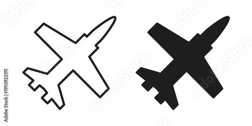 Military aircraft icon symbol, logo illustration. Vector graphics web design.