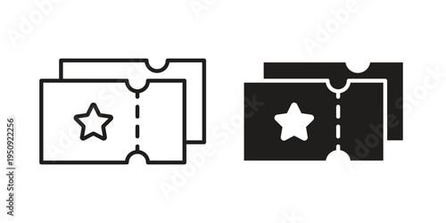 Movie ticket icon symbol, logo illustration. Vector graphics web design.
