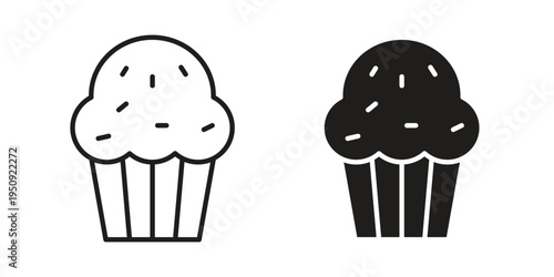 Muffin icon symbol, logo illustration. Vector graphics web design.
