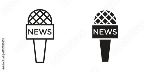 News microphone icon symbol, logo illustration. Vector graphics web design.
