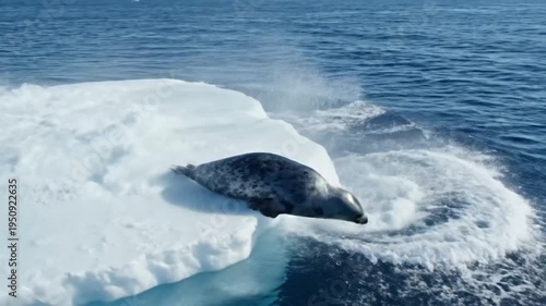 Dramatic footage of orcas hunting seal on iceberg in icy antarctic waters and wildlife behavior