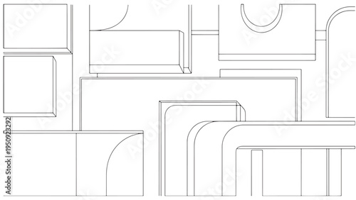 Minimal Architectural Floor Plan Line Drawing Abstract Real Estate Layout Concept for Property Development and Construction Planning Branding