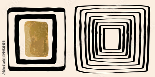 Abstract geometric shapes nested rectangles with varying line weights