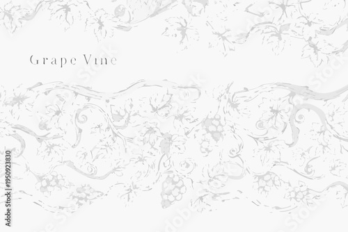 Abstract swirling pattern resembling grape vines in grayscale tones