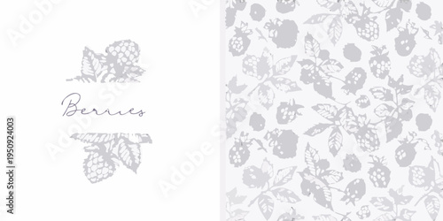 Delicate botanical illustration of berries and leaves on a white background