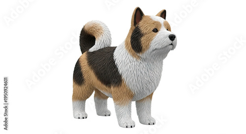 Tricolor Dog with Curled Tail
