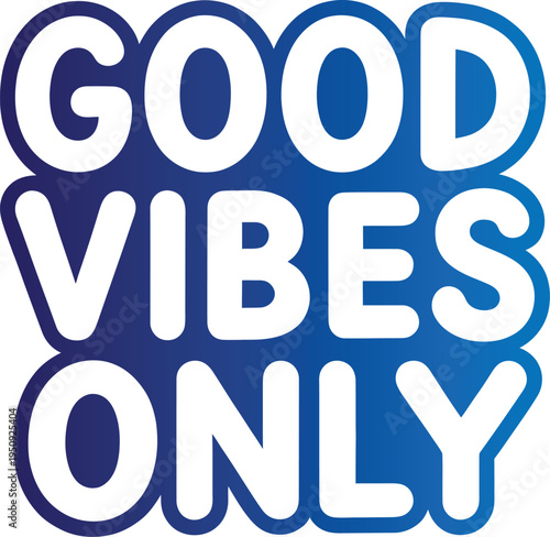 Blue neon sign with white text saying good vibes only in a hexagonal pattern
