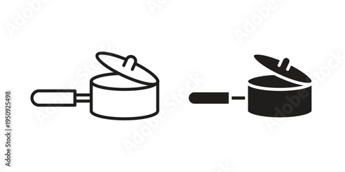 Sauce pan icon symbol, logo illustration. Vector graphics web design.