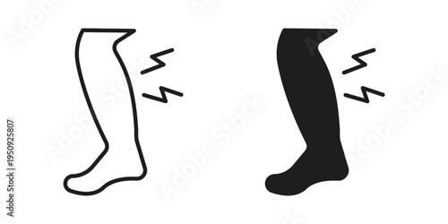 Shin pain icon symbol, logo illustration. Vector graphics web design.