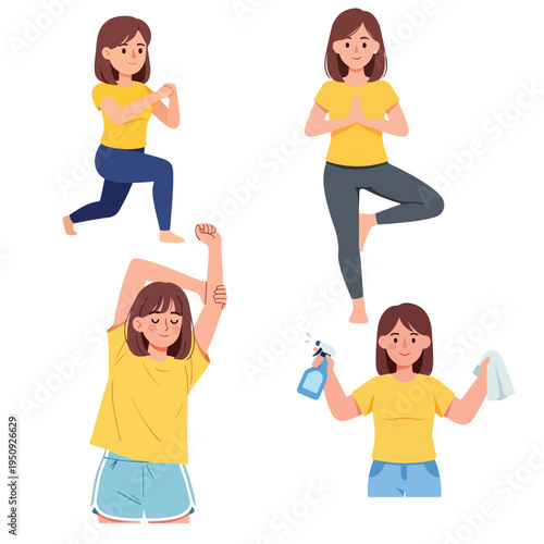 Healthy lifestyle and fitness activities of a woman doing yoga and exercising