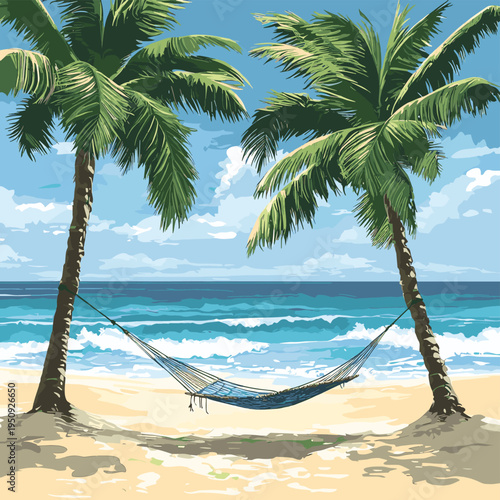 White sand beach, the gentle waves of the turquoise sea lapping at the shore