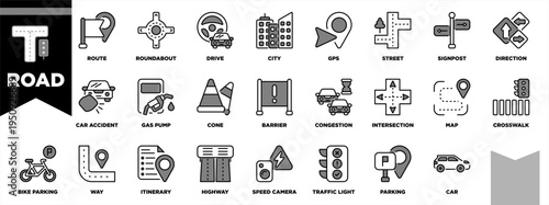 Road Icon Sheet Black Grey