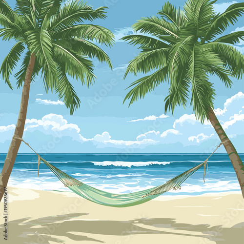 White sand beach, the gentle waves of the turquoise sea lapping at the shore