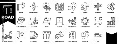 Road Icon Sheet Line Black