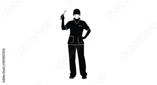 Vector illustration of a dentist or surgeon in a medical mask