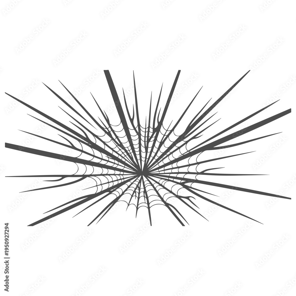 Obraz premium Realistic spider web vector illustration set isolated on transparent background. Creepy cobweb corner decoration for Halloween design, spooky gothic gothic aesthetic, hand-drawn net pattern graphic.