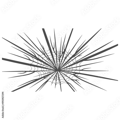 Realistic spider web vector illustration set isolated on transparent background. Creepy cobweb corner decoration for Halloween design, spooky gothic gothic aesthetic, hand-drawn net pattern graphic.