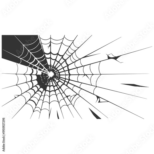 Realistic spider web vector illustration set isolated on transparent background. Creepy cobweb corner decoration for Halloween design, spooky gothic gothic aesthetic, hand-drawn net pattern graphic.