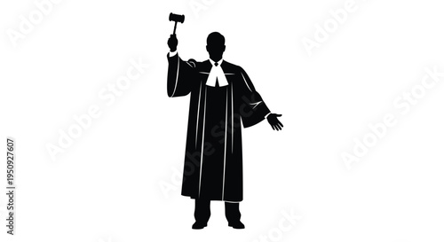 Vector silhouette of a judge holding a gavel