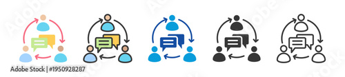 communication and collaboration icon set multi style various collection