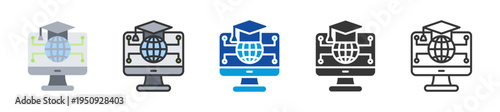 digital learning icon set multi style various collection