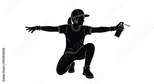 Black silhouette of a graffiti artist vector
