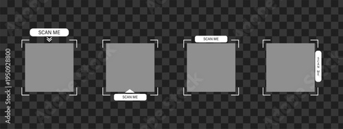 Scan barcode and QR code with mobile for payment in app or shop. Modern phone design with clickable CTA button, icon, and screen Frame. Flat Vector illustration.