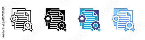 Certificate icon set multiple style collection