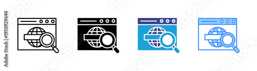 Web Search icon set multiple style collection