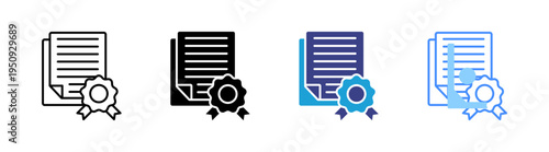 Certificate icon set multiple style collection
