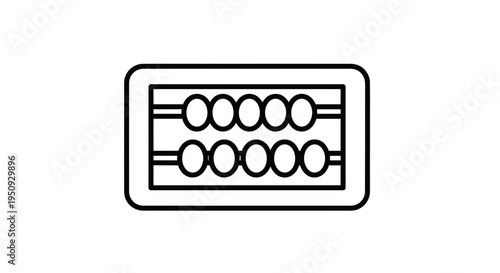 Abacus Icon, Simple Line Art Illustration of a Traditional Counting Tool
