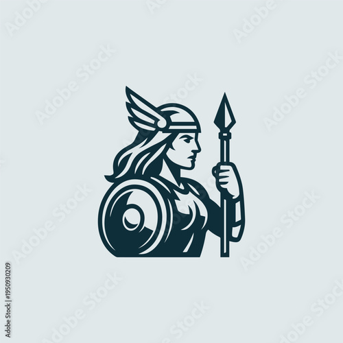 Modern Valkyrie Goddess Logo
