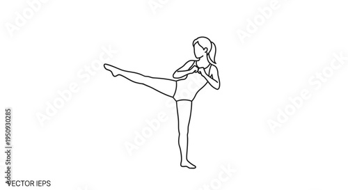 Woman Kickboxing Silhouette: Dynamic Martial Arts Action Pose, Side Kick