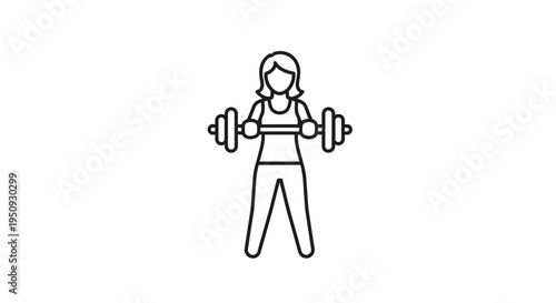 Woman Lifting Barbell, Fitness Workout, Strength Training, Gym Exercise, Healthy Lifestyle Icon